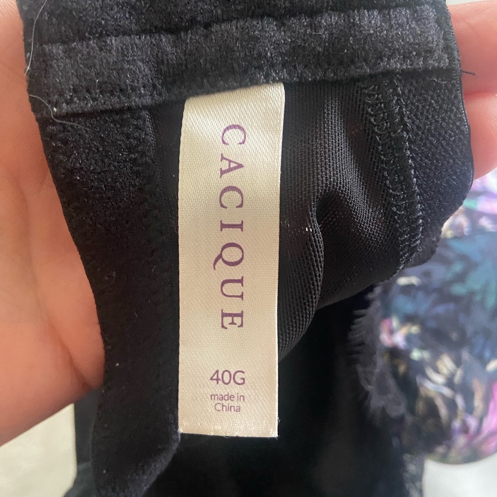 CACIQUE Bra 40G black Floral Pattern Lane Bryant - Picture 4 of 4